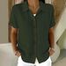 Summer Solid Color Women's Short Sleeve Button Up Top New Arrival Style_ecoleips.com