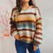Women's Clothing Fashion Gradient Knit Sweater Women's Long Sleeve Cable Pullover With Faux Fur Trim_ecoleips.com