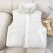 K Fashionable Women's Cotton Vest; Simple, Loose, And Stylish Coat; Thickened Solid Color Sleeveless Shoulder Pad For Women_ecoleips.com