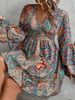 Plus Size Elegant Dress With Paisley Print Flounce Sleeves & Tie Waist Midi Dress For Women_ecoleips.com