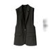 Oversized Blazer Vest For Women – Trendy Sleeveless Waistcoat With Notch Lapel (Black/Khaki, M-3XL)_ecoleips.com