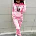 Women's Autumn And Winter Casual Fashion OK Letter Pattern Printed Thick Velvet Warm Hooded Sweatshirt+sweatpants Set-689_ecoleips.com