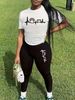 Women's Casual Fashion Dog Footprints And Heart-shaped Printed Loose T-shirt+cropped Pants Two-piece Home Sportswear Daily Wear-393_ecoleips.com