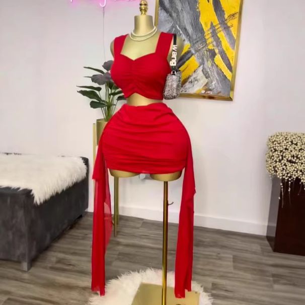 Women's Clothing Style Women's 2-Piece Set Sweet Sexy Camisole Top With Ribbon Short Skirt For Formal & Casual_ecoleips.com
