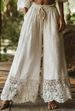 Women's Imitation Cotton Linen Lace Trousers Solid Color Spring Summer Fashion High Waist Wide Leg Pants_ecoleips.com
