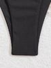 Black Ribbed Triangle String Bikini Set Women Halter Tie Side High Cut Thong Bikini 2 Piece Summer Beach Swimwear_ecoleips.com