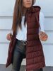 K Solid Color Hooded Zipper Vest Coat For Women; Medium-long Length; Plus Size_ecoleips.com