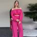 Women's Clothing Solid Color One Shoulder Navel Baring Top Casual Trousers Suit_ecoleips.com