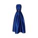 Women's Clothing Fashion Back Pleated Dress Pocket Suspenders Satin Blue Evening Gown Dress_ecoleips.com
