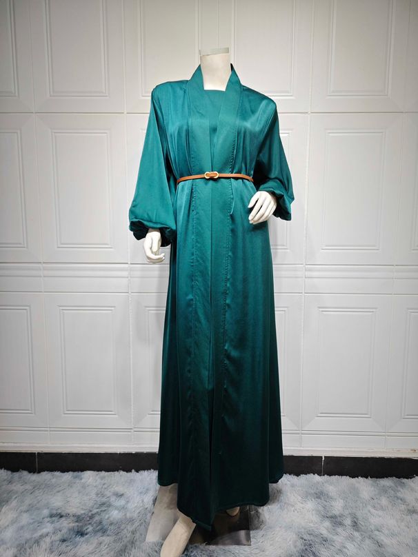 MQ103 Muslim Fashion Solid Color Abaya Two Piece Set Turkey Dress_ecoleips.com