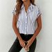 Women's Striped Shirt Casual Top Summer Fashion Versatile Short Sleeve European American Style New Spot Cross Border Foreign Trade_ecoleips.com