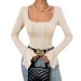 Voya Women's 2026 Spring/summer Sexy Slim Fit Square Neck Flared Sleeves With Exposed Back And Bottom Layer T-shirt Jumpsuit_ecoleips.com