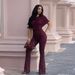 Women's Clothing Elegant Slim Fit Jumpsuit Fashion Solid Color Wide Leg C7651 European American Style_ecoleips.com