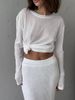 2026 New European And American Style Long Sleeve Snowflake Pattern T-Shirt For Women, Summer Thin Sheer Round Neck Loose_ecoleips.com