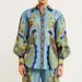 Voya Women's Fashionable And Elegant Lapel Print Straight Leg Pants Casual Set, High-end Blue Print_ecoleips.com