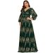 Wholesale Plus Size Gown Birthday Sexy Prom Evening Cross V-Neck Long Sleeve Dress_ecoleips.com
