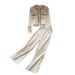 Women's Clothing Light And Mature Style Knitted Suit For Women Single Breasted Cardigan High Waisted Slimming Wide Leg Pants Two Piece Set_ecoleips.com