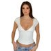 Women's Solid Color Low-Cut Short Sleeve T-Shirt Basic Stretchy Casual Top_ecoleips.com