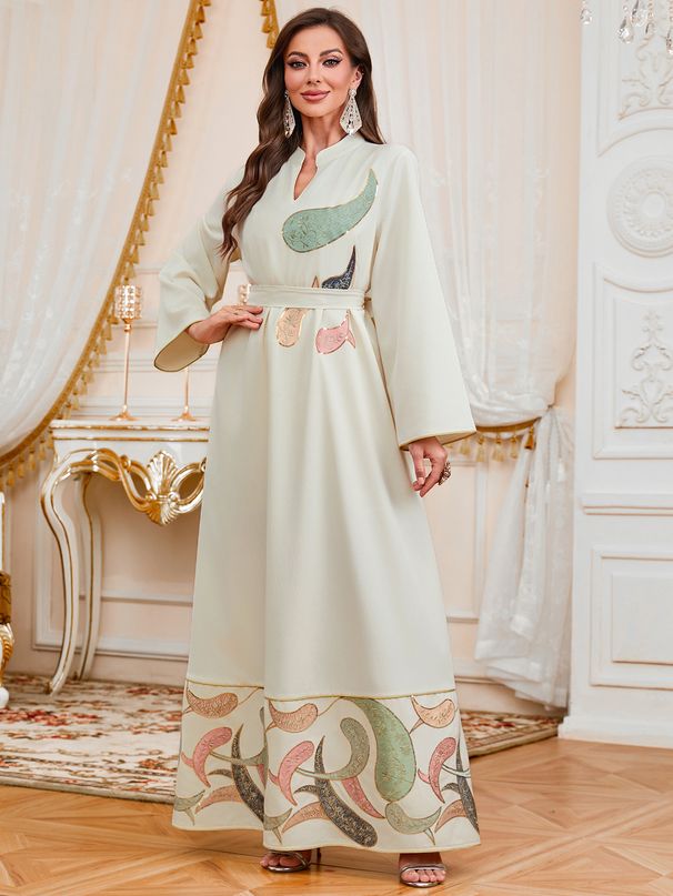 New 2026 Women's Ethnic Tribal Robe Loose Jalabiya Dress Embroidered Fashionable And Elegant Cross Border Muslim Fashion Clothing_ecoleips.com