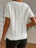 Summer New Women's White Ribbed Knit Sweater round Neck Short Sleeve Pullover Elegant And Stylish European American Style_ecoleips.com