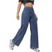 American Style Wide-Leg For Women 2025 Spring New Washed Loose Slimming Straight-Leg Floor-Length Jeans_ecoleips.com