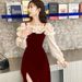 Bride's Toast 2025 New Style Wedding Reception Elegant Red Evening Gown High-end Light Luxury Sophisticated Engagement_ecoleips.com