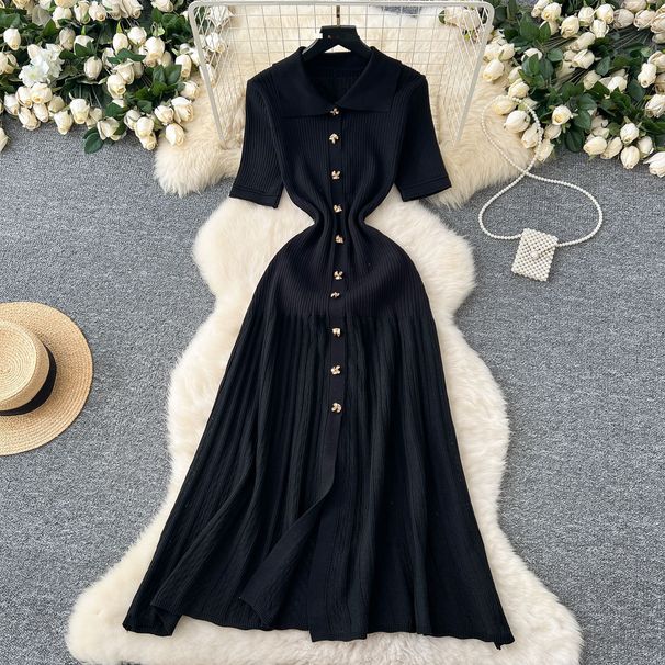 Women's Clothing 2026 Metal Buttons French Style Inner Sweater Dress Women Winter Elastic Slim Fit Celebrity Style Single Breasted Knitted Long Skirt_ecoleips.com
