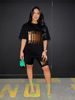 Summer Women's Casual Fashion MELANIN Letter Printed Loose T-shirt Shorts Two-piece Set Summer Sportswear Suitable For Daily Wear-175_ecoleips.com