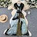 Korean Style Sleeveless Printed Dress for Women High Waisted A-Line Long Skirt Commuter Style Light Luxury Design Spring New_ecoleips.com