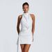 Women's Sexy Backless Halter Neck Pleated Solid Color Dress Style For Summer Short Skirt_ecoleips.com