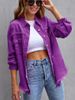 Women's Distressed Denim Jacket Oversized Long Sleeve Casual Shirt Coat In Solid Colors_ecoleips.com