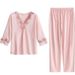 2026 New Silk Pajamas Medium Sleeves Trousers Women's Suit Ice Silk Thin_ecoleips.com