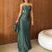 Sexy Off Shoulder High Waist Bridesmaid Dress Lady Casual Shawl Sleeves Slim Long Dress Elegant Draped Solid Color Evening Dress_ecoleips.com