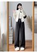 K Wide Leg Pants For Women With Thickened Velvet, New Straight Leg Suit Pants_ecoleips.com