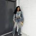 Trendy Distressed Denim Hoodie Set For Women - Slim Fit Cropped Jacket & Pants With Vintage Wash - Streetwear Fashion For Fall_ecoleips.com
