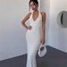 Elegant Backless Halter Maxi Dress For Women, Sexy Slim-Fit Summer Long Dress With High Waist, Vacation Style Evening Party Gown_ecoleips.com