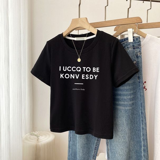 Women's Clothing Summer And Autumn New Pure Cotton Breathable Bottoming Shirt Tops For Women's Casual Sports Wear Comfortable Short Sleeved T Shirt_ecoleips.com