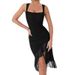 Women's Clothing New Suspender Dress Female Fashion Sexy Tight Pleated Mid Length Evening Dress_ecoleips.com