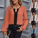 Verve 2025 Women's Fashion Autumn Winter New Color Block V-neck Puff Sleeve Blouse Top_ecoleips.com