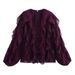 Layered Ruffle V-Neck Blouse – Oversized Boho Chic Shirt With Eco-Conscious Fabric For Women_ecoleips.com