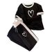 Women's Heart Print Summer Casual T-Shirt And Sweatpants Two-Piece Set American Style Clothing_ecoleips.com