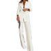 Elegant Women's Professional Blazer & Straight Pants Set - Premium Stretch Polyester Blend For Office & Formal Occasions (Beige, S/M/L/Xl)_ecoleips.com
