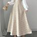 Elegant Slim-Fit Winter Dress For Women - High Waist Long Sleeve Bodycon Dress With Color Blocking Detail, Semi-High Neck Office Dress (White, S-Xxl)_ecoleips.com
