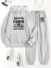 Women's Autumn And Winter Casual Fashion Letter Pattern Printed Thick Fleece Warm Hooded Sweatshirt+sports Pants Set-723_ecoleips.com