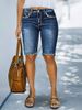 Women's mid Rise Stretch Denim Shorts with Frayed Edges Casual Cotton Jeans for Spring/Autumn And Summer Regular Fit_ecoleips.com
