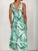 Elegant Women's Dress, Sleeveless Printed Maxi Dress For Summer, Casual Holiday Hawaiian Beach Vacation Dress_ecoleips.com