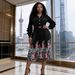Women's Pleated Print Dress High-End Feel Elegant Asymmetrical V Neck New Style Clothing_ecoleips.com