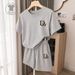 DRbear Women's Fashionable Casual Sportswear Set Summer Unisex Versatile T-Shirt Shorts Couple Outfit_ecoleips.com