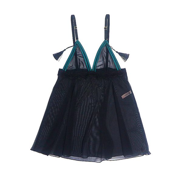 Aria Basics Aria Basics New European And American Style French Sexy Suspender Lace Triangle Cup Mesh Seductive See-through Erotic Nightdress_ecoleips.com
