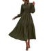 2024 Autumn/Winter New Women's Bohemian Style Round Neck Lantern Long Sleeve Casual Dress_ecoleips.com